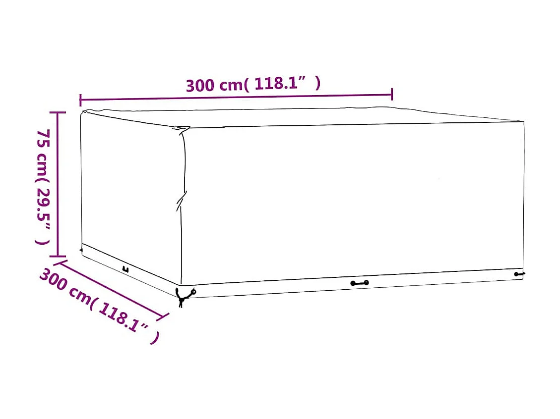 Housses de salon de jardin 2 pcs 16 ?illets 300x300x75 cm carré