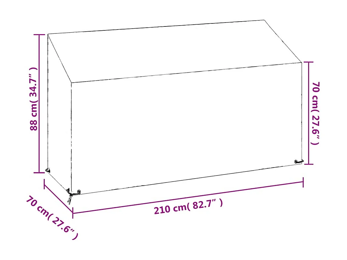 Housses de banc de jardin 2 pcs 12 ?illets 210x70x70/88 cm PE