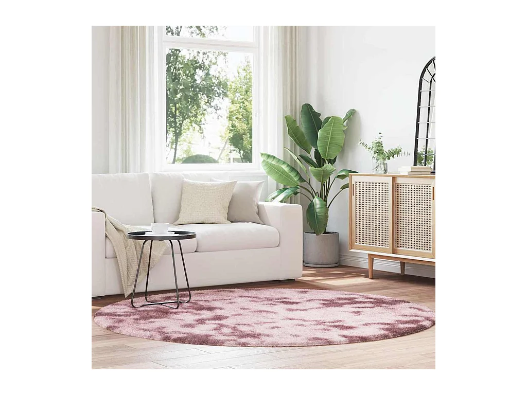 Tapis Shaggy à poils longs NAVARRA rose poudré 200x200 cm
