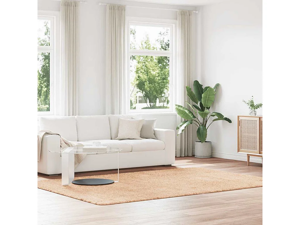 Tapis Shaggy à poils longs NAVARRA beige 200x290 cm polyester