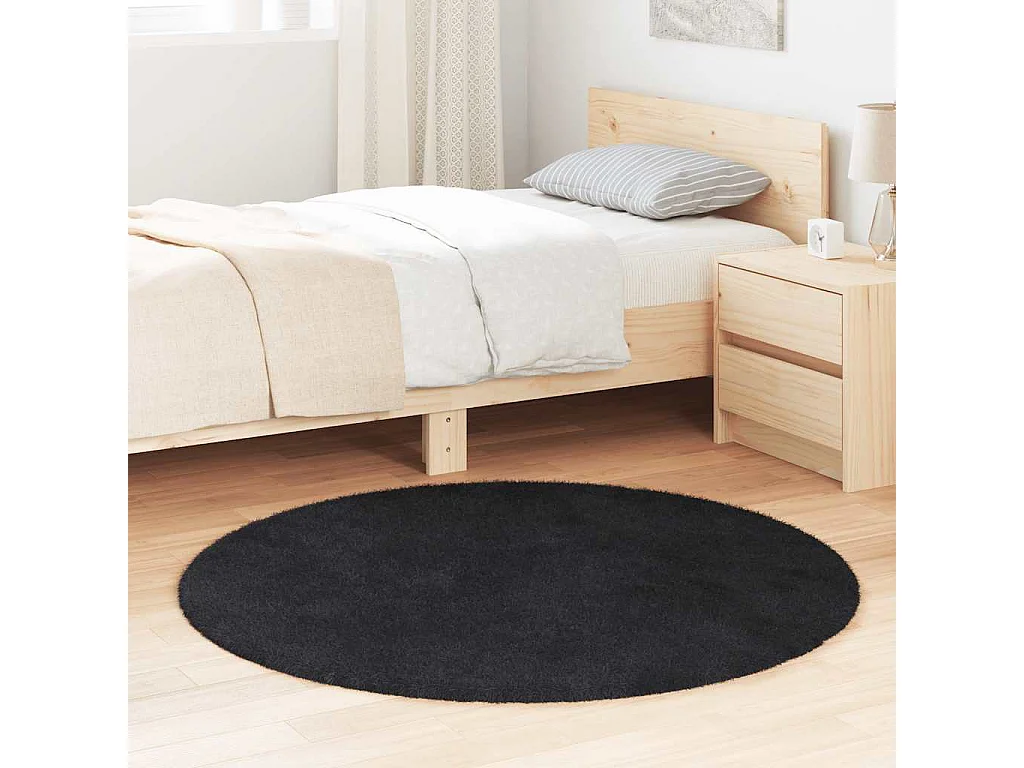 Tappeto NAVARRA nero shaggy a pelo lungo 120x120 cm poliestere