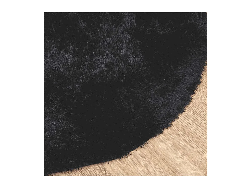 Tapis shaggy à poils longs NAVARRA noir 120x120 cm polyester