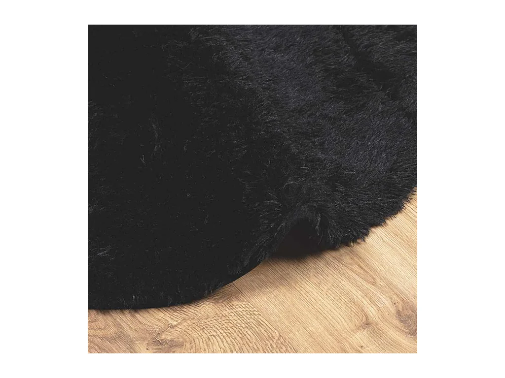 Tapis shaggy à poils longs NAVARRA noir 120x120 cm polyester