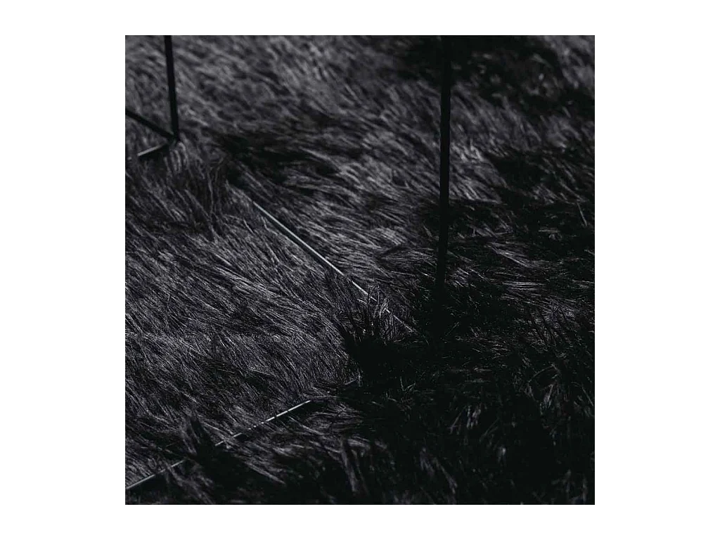 Tapis shaggy à poils longs NAVARRA noir 120x120 cm polyester