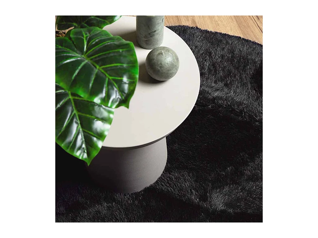 Tapis shaggy à poils longs NAVARRA noir 120x120 cm polyester