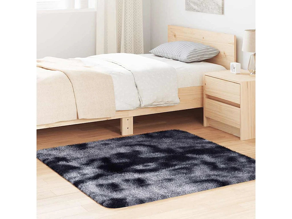 Tapis shaggy à poils longs NAVARRA gris foncé 120x120 cm