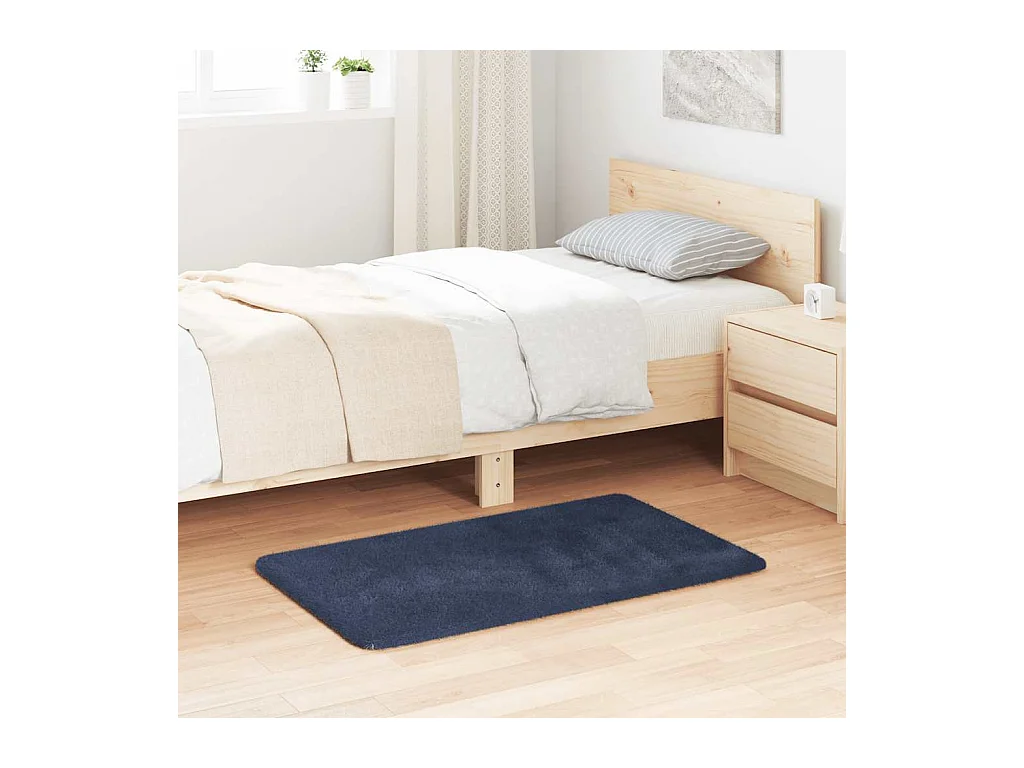 Tapis Shaggy à poils longs NAVARRA bleu marine 60x100 cm