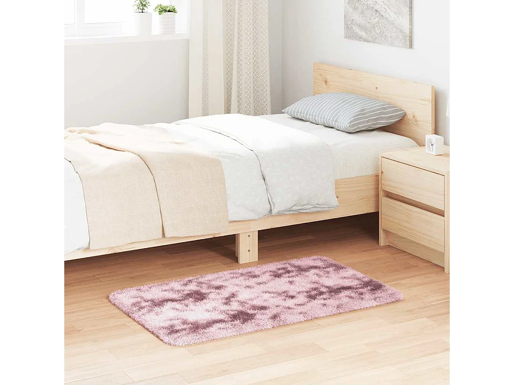 Alfombra peluda de pelo largo NAVARRA rosa polvo 60x100 cm