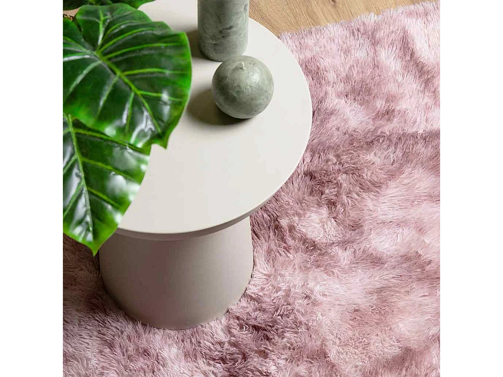 Alfombra peluda de pelo largo NAVARRA rosa polvo 60x100 cm