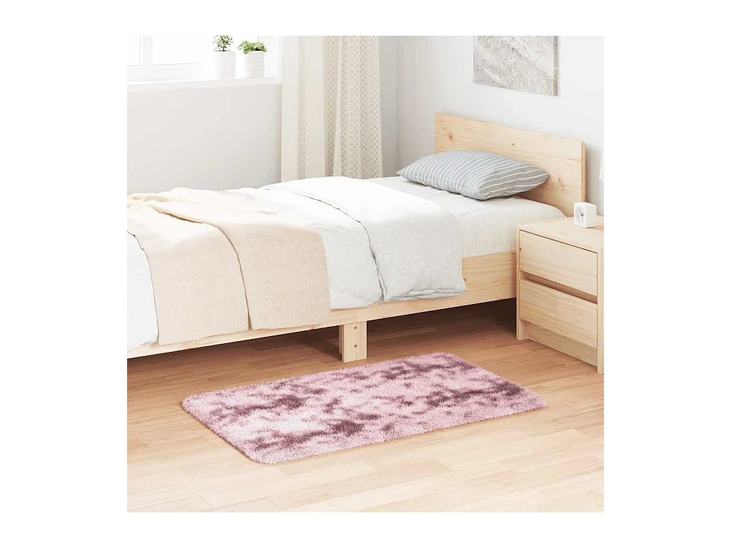 Tapis Shaggy à poils longs NAVARRA rose poudré 60x100 cm