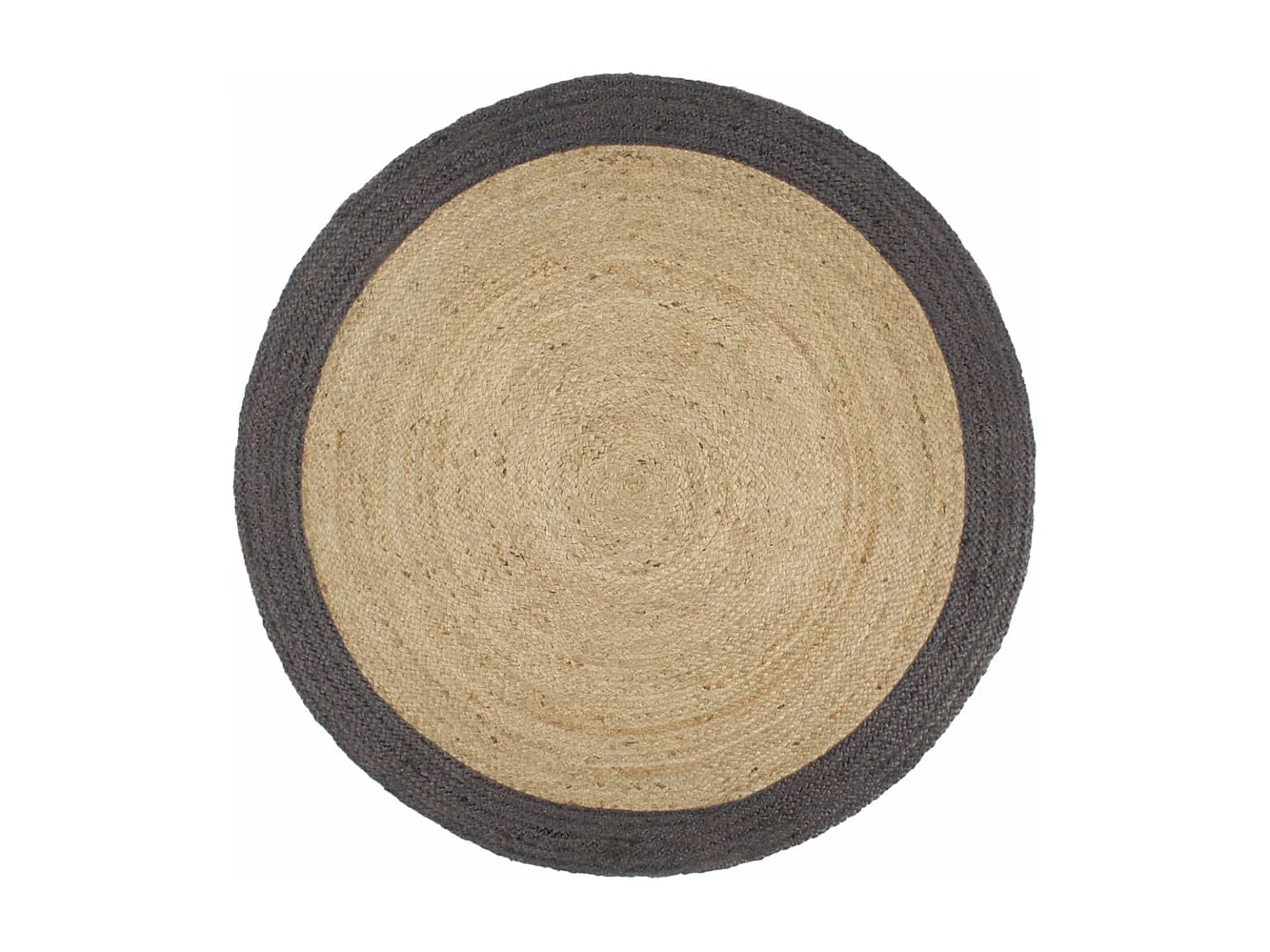 Tapis fait à la main Jute avec bord gris foncé 240 cm