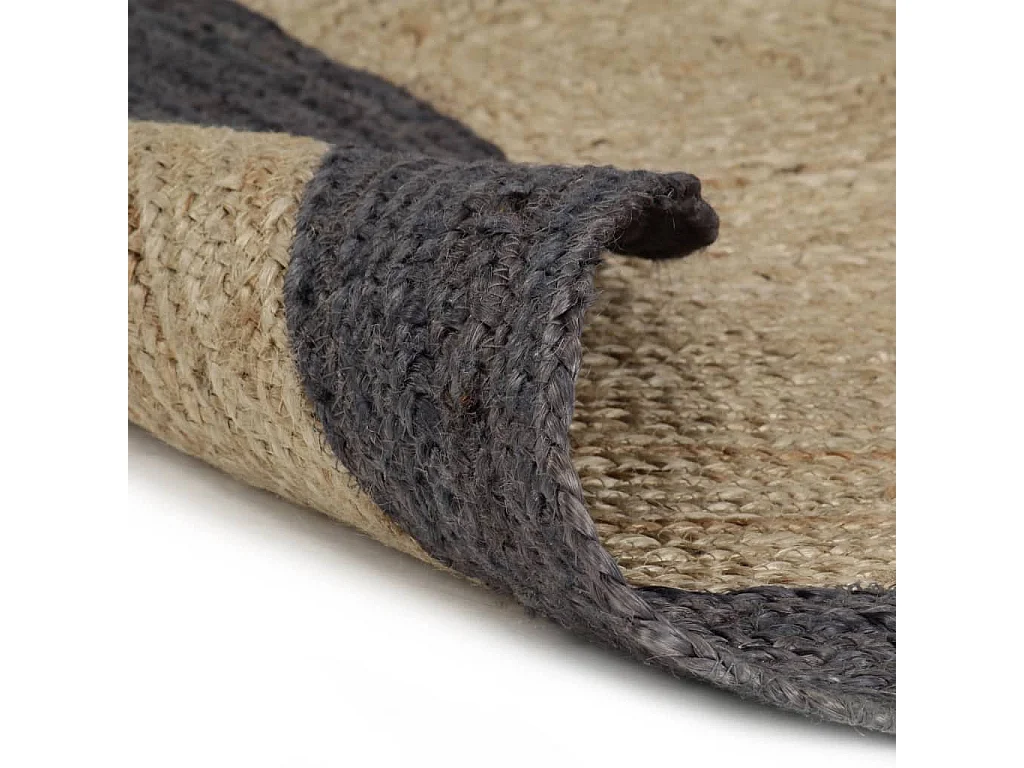 Tapis fait à la main Jute avec bord gris foncé 240 cm