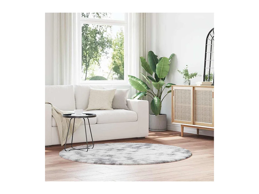 Tapis Shaggy à poils longs NAVARRA gris clair 160x160 cm