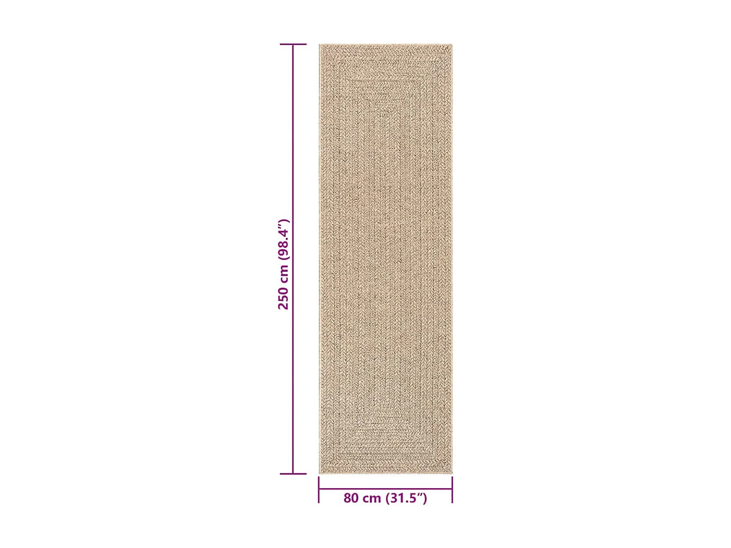 Tapis ZIZUR 80x250 cm aspect de jute intérieur et extérieur