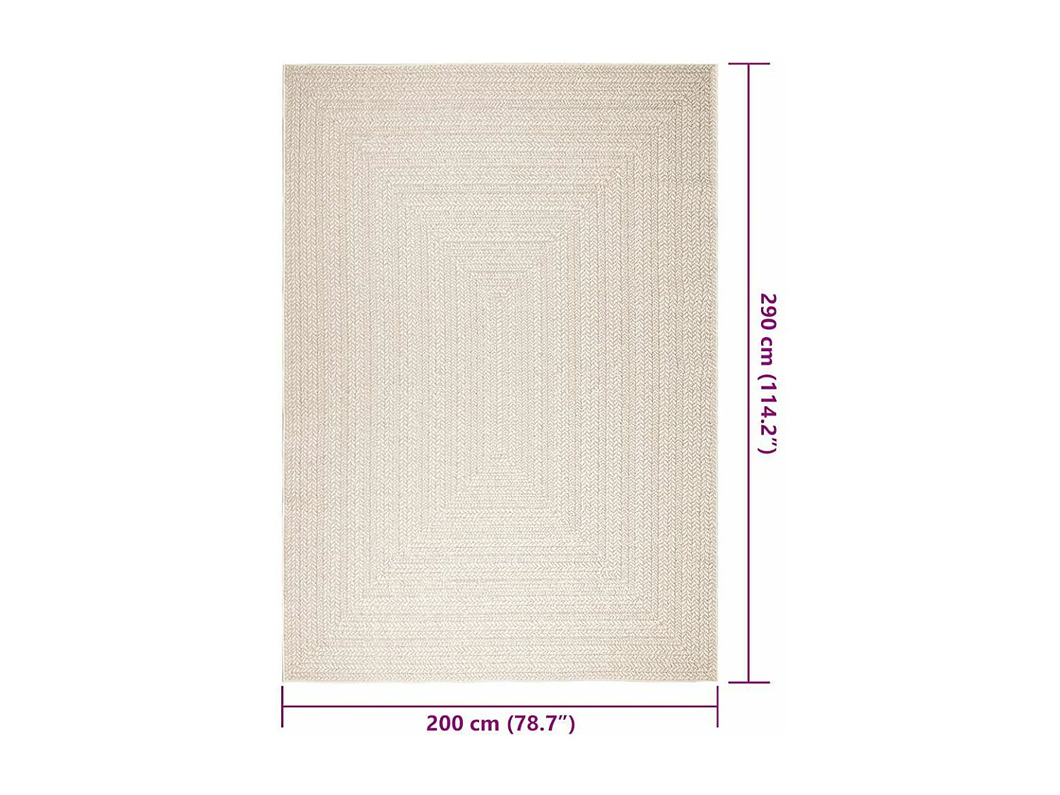 Tappeto ZIZUR crema 200x290 cm effetto juta interno esterno