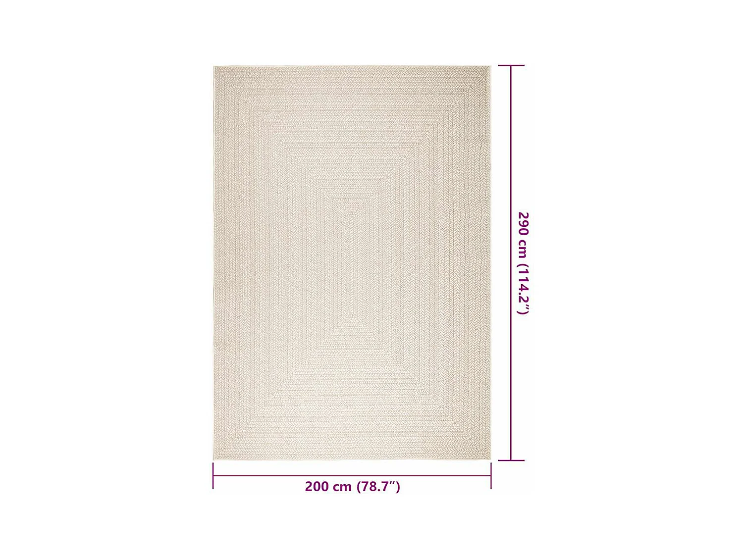Tapis ZIZUR crème 200x290 cm aspect de jute intérieur extérieur