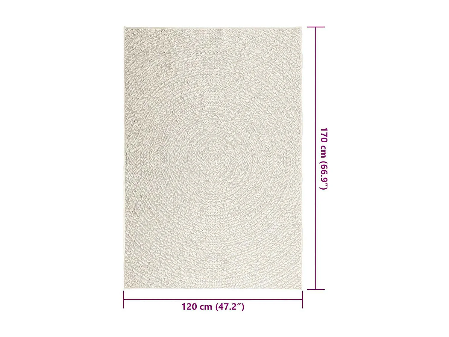 Tapis ZIZUR crème 120x170 cm aspect de jute intérieur extérieur