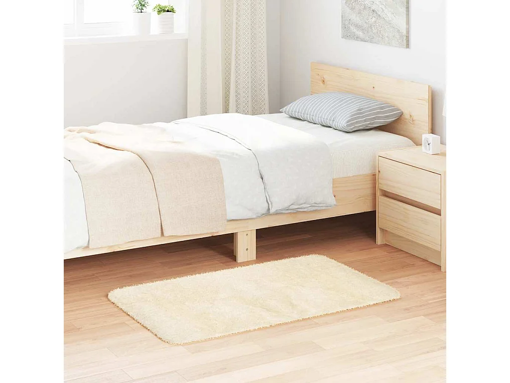 Tapis Shaggy à poils longs NAVARRA crème 60x100 cm polyester