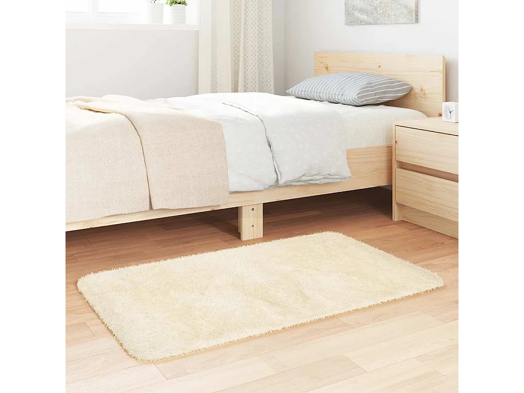 Tapis Shaggy à poils longs NAVARRA crème 60x100 cm polyester
