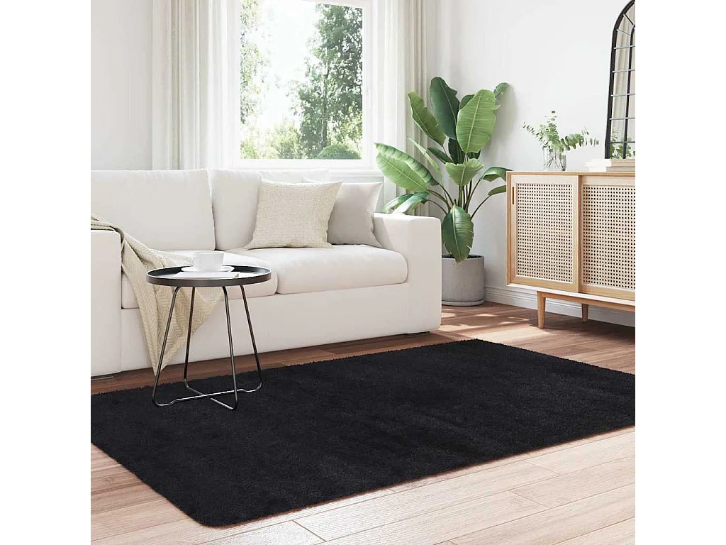Tappeto shaggy a pelo lungo NAVARRA nero 130x200 cm poliestere