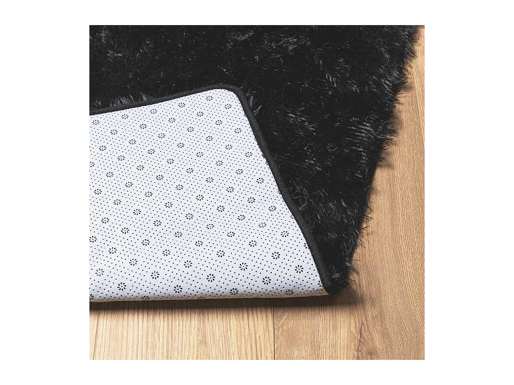 Tapis Shaggy à poils longs NAVARRA noir 130x200 cm polyester