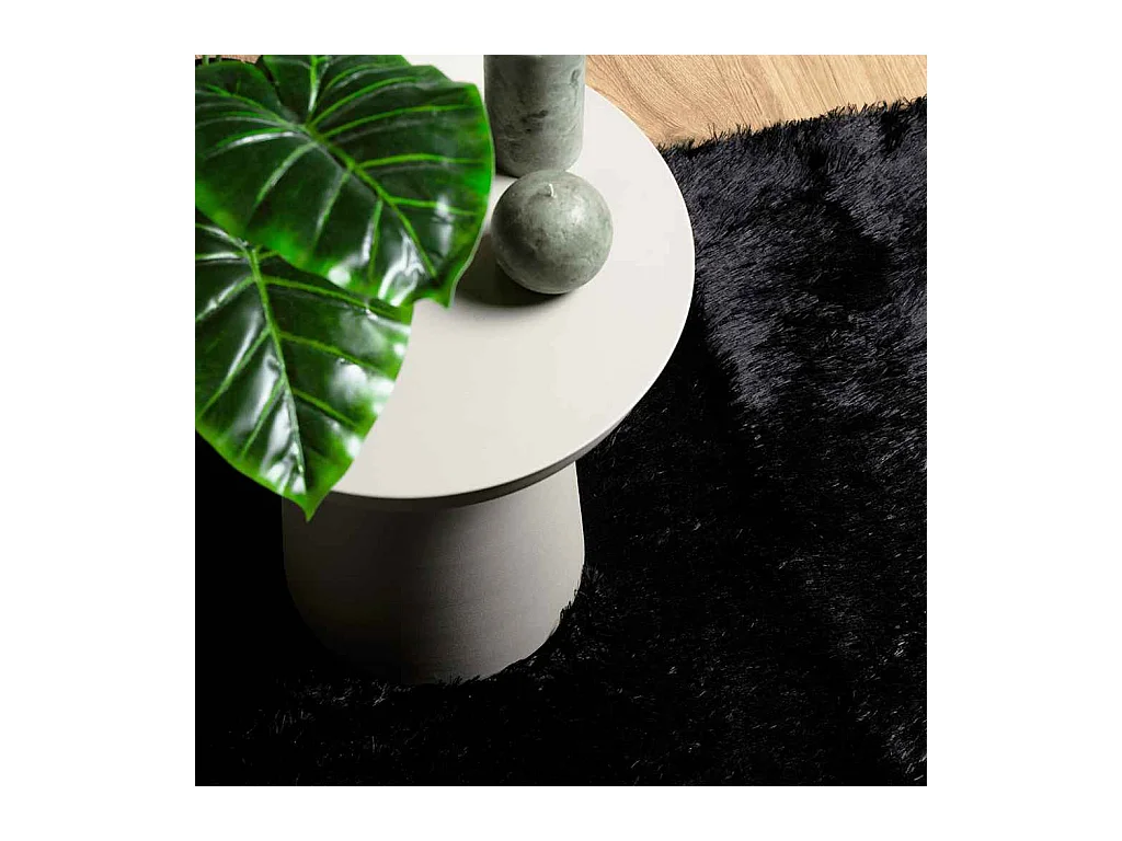 Tapis Shaggy à poils longs NAVARRA noir 130x200 cm polyester