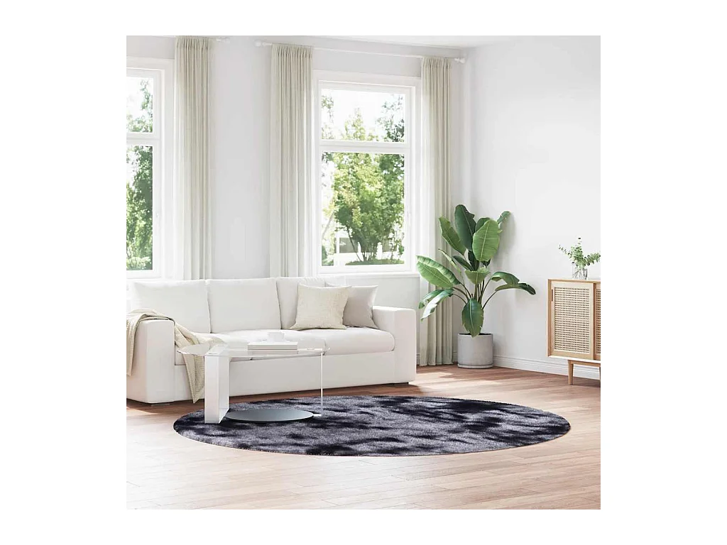 Tapis Shaggy à poils longs NAVARRA gris foncé 240x240 cm
