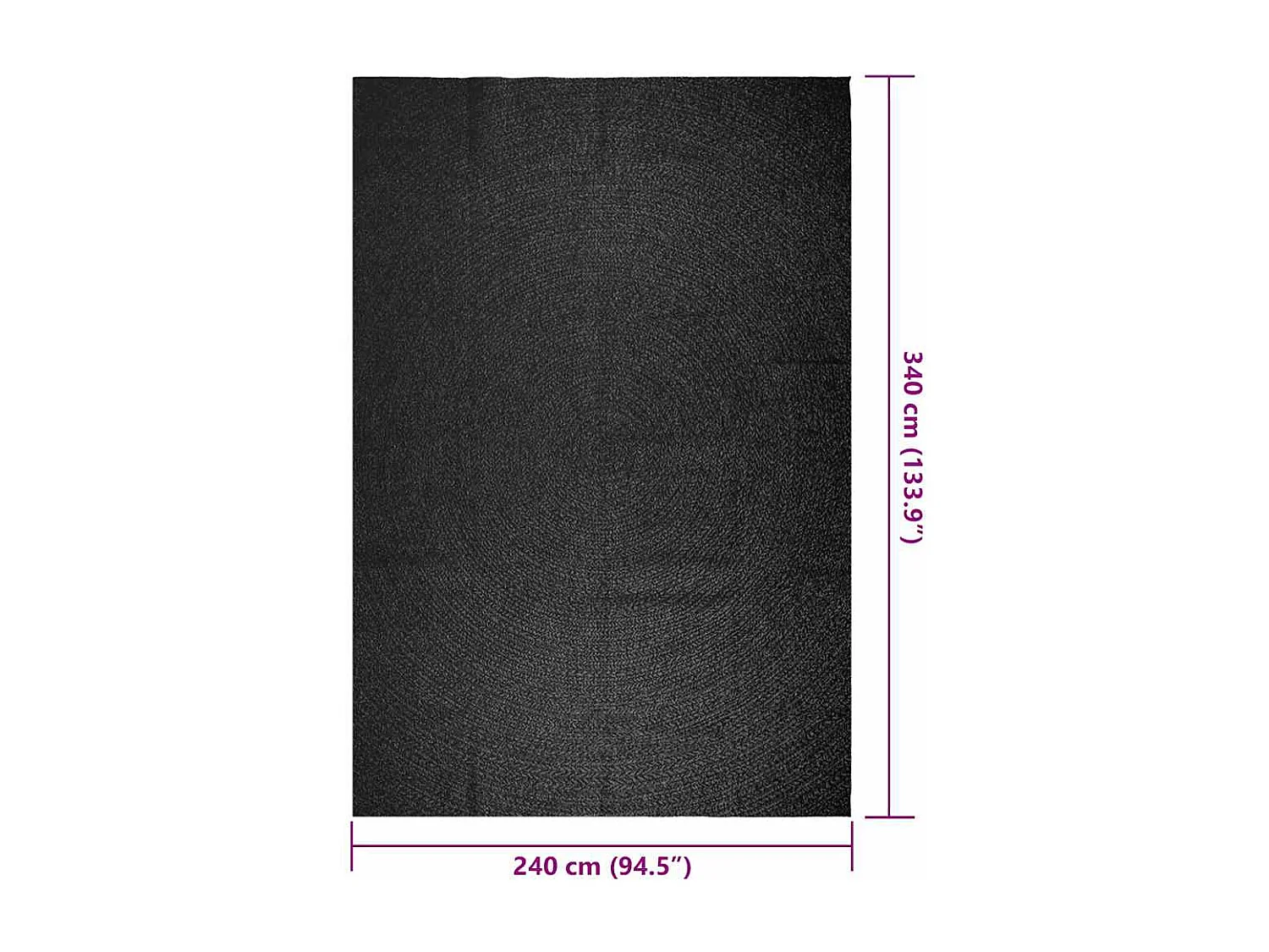 Tapis ZIZUR 240x340 cm aspect de jute intérieur extérieur
