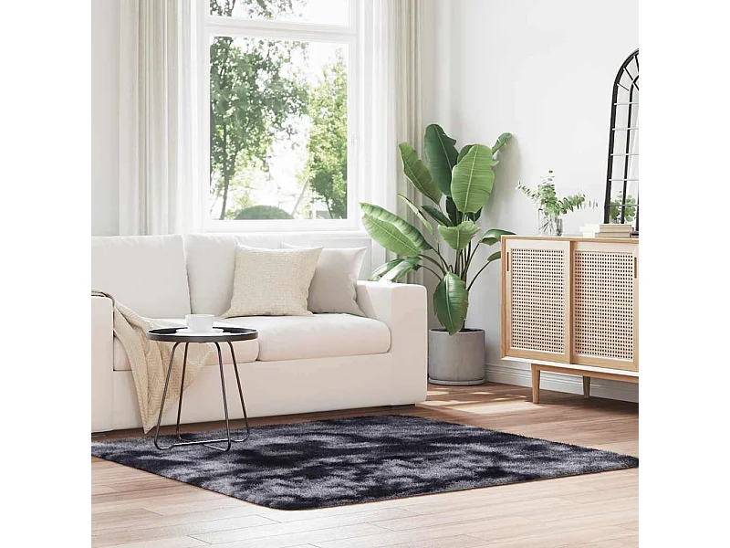 Tapis Shaggy à poils longs NAVARRA gris foncé 160x160 cm