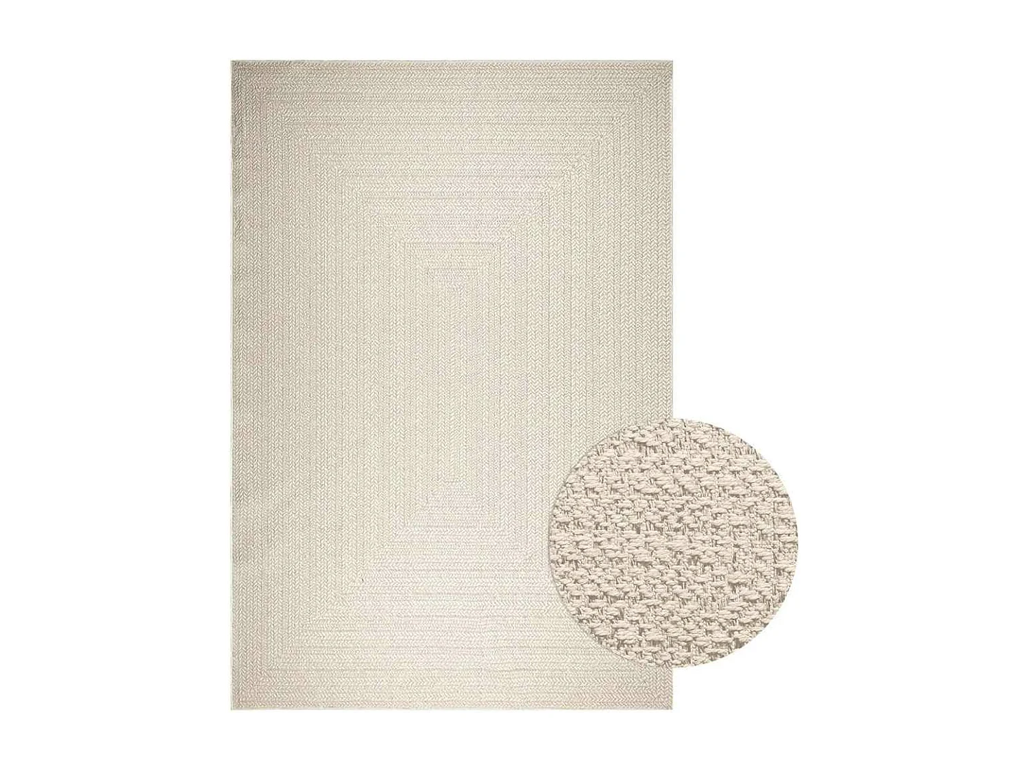 ZIZUR cremefarbener Teppich 240x340 cm Juteoptik Indoor Outdoor