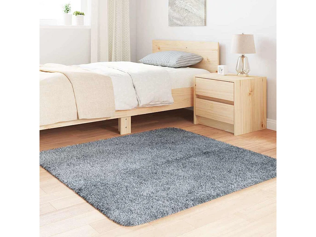 Tapis shaggy à poils longs NAVARRA gris argenté 120x120 cm