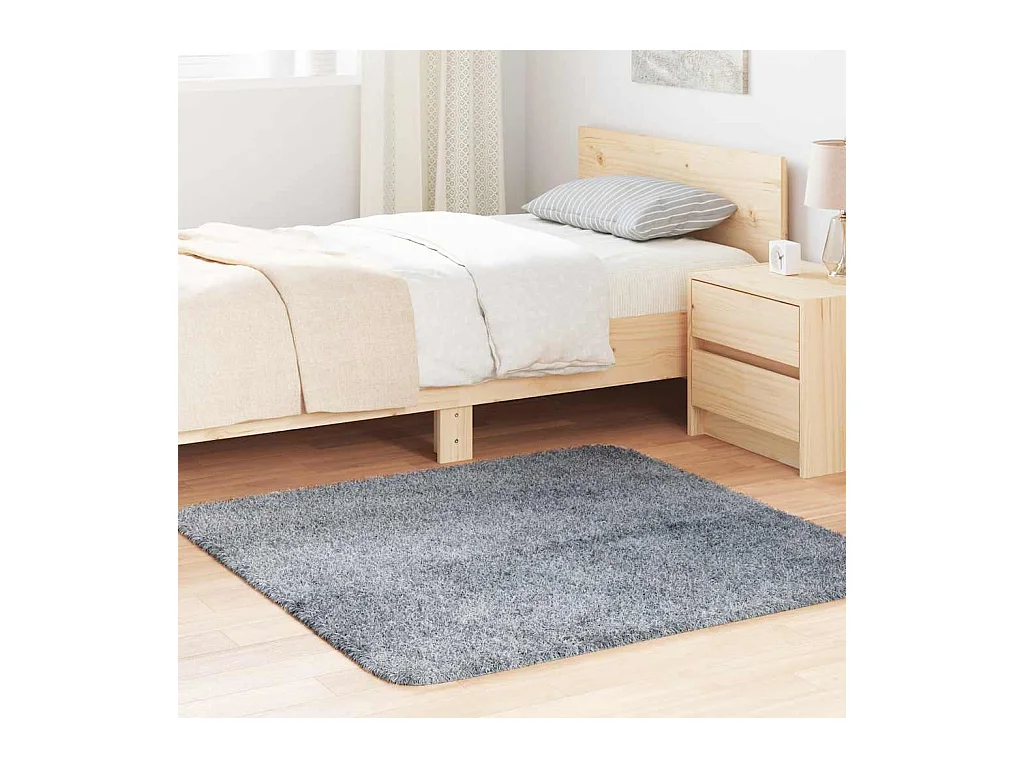 Tappeto shaggy a pelo lungo NAVARRA grigio argento 120x120 cm
