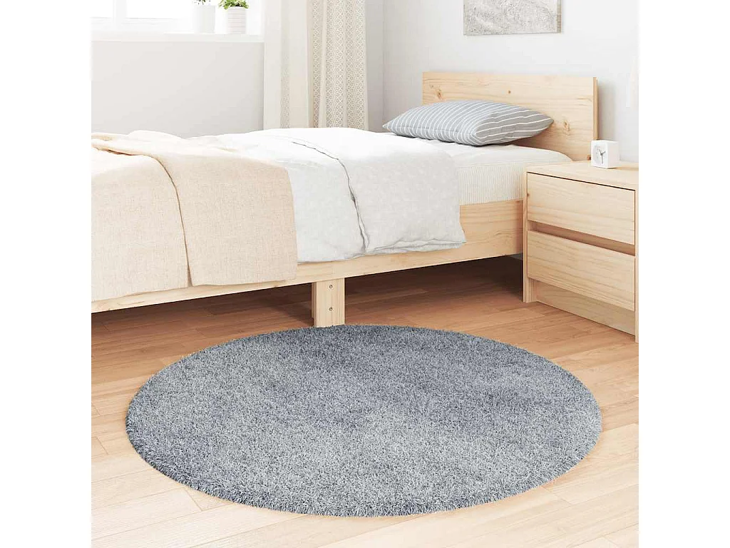 Tapis Shaggy à poils longs NAVARRA gris argenté 100x100 cm