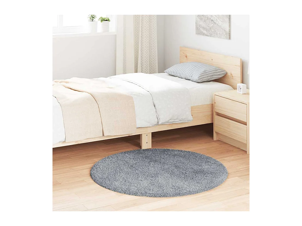 Tapis Shaggy à poils longs NAVARRA gris argenté 100x100 cm