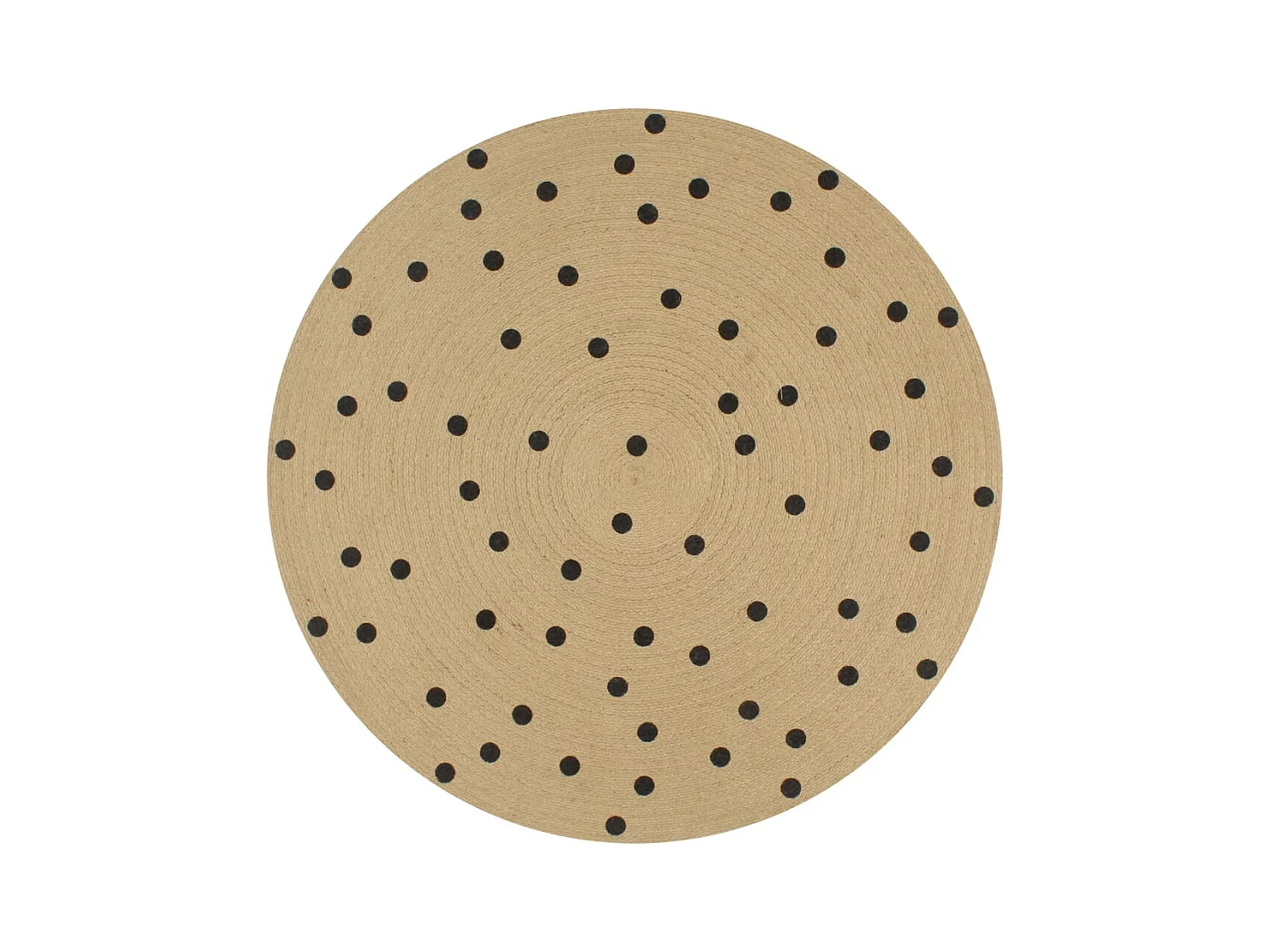 Tapis fait à la main Jute avec imprimé à pois 120 cm