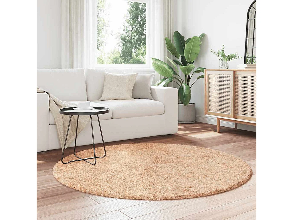 Tapis shaggy à poils longs NAVARRA beige 160x160 cm polyester