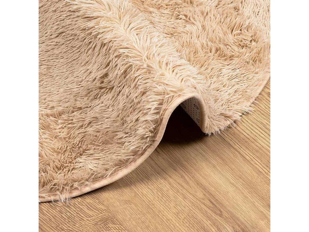 Tapis shaggy à poils longs NAVARRA beige 160x160 cm polyester