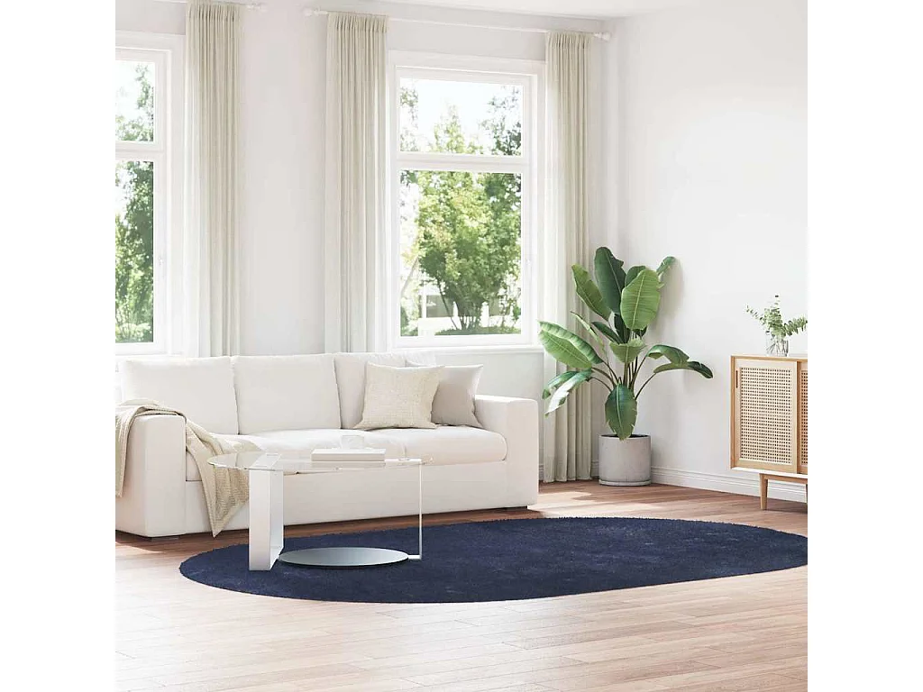 Tapis shaggy à poils longs NAVARRA bleu marine 300x200 cm