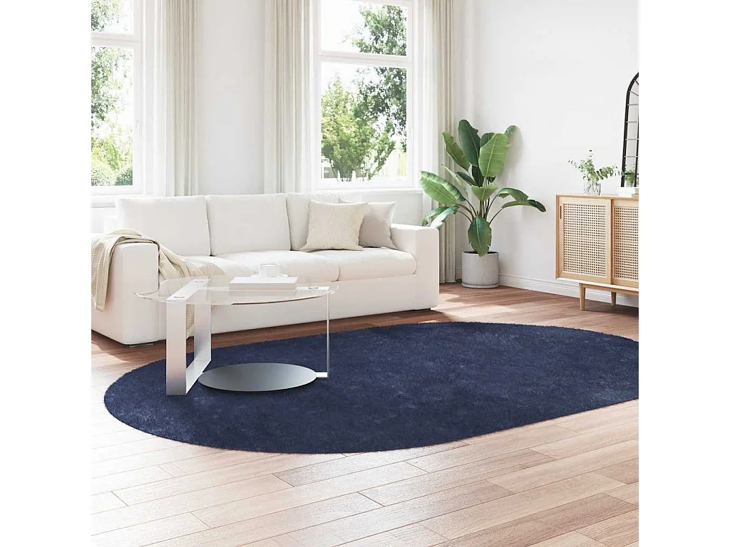 Tapis shaggy à poils longs NAVARRA bleu marine 300x200 cm