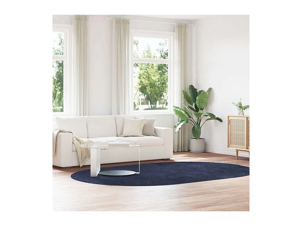 Tapis shaggy à poils longs NAVARRA bleu marine 300x200 cm