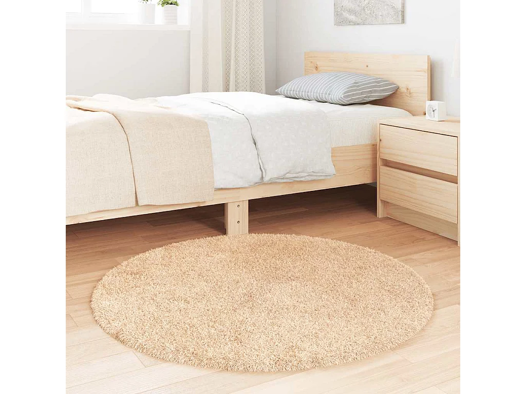 Shaggy tapijt met lange haren NAVARRA beige 100x100 cm polyester