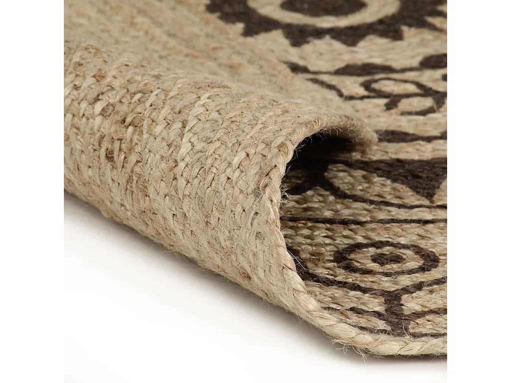 Tapis fait à la main Jute avec imprimé marron foncé 120 cm