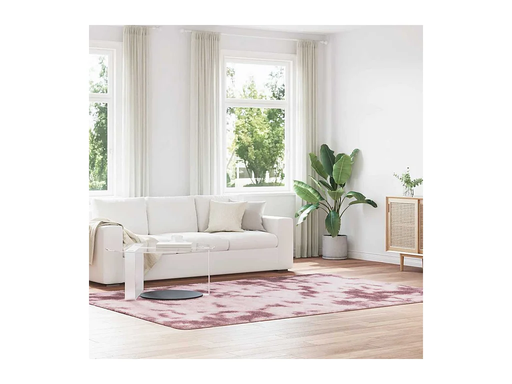 Tapis Shaggy à poils longs NAVARRA rose poudré 200x290 cm