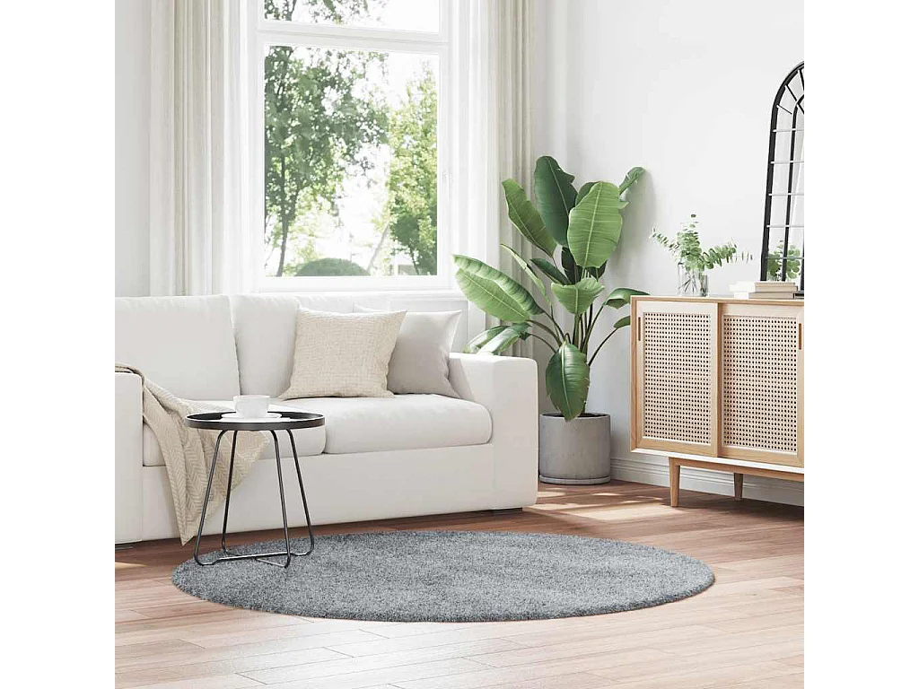 Tapis Shaggy à poils longs NAVARRA gris argenté 160x160 cm