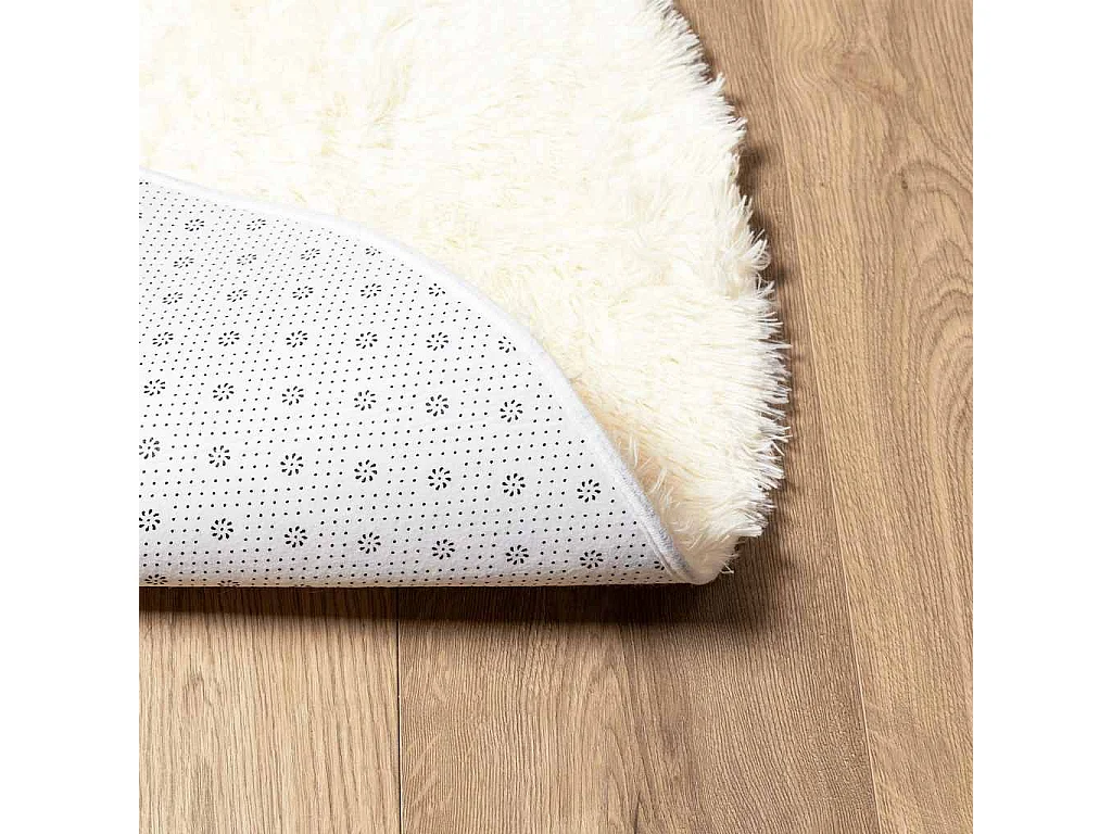 Tapis shaggy à poils longs NAVARRA crème 160x160 cm polyester