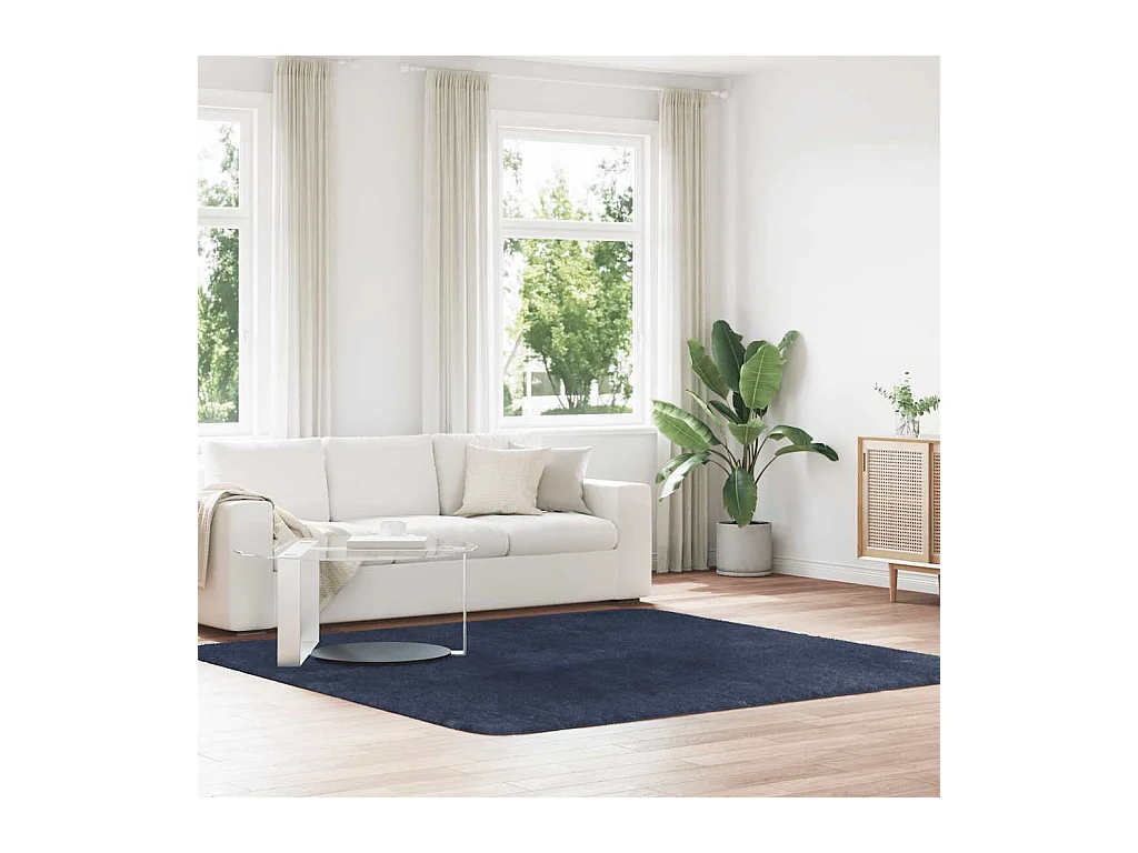 Tapis shaggy à poils longs NAVARRA bleu marine 240x240 cm