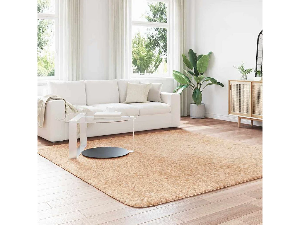 Tapis shaggy à poils longs NAVARRA beige 240x240 cm polyester