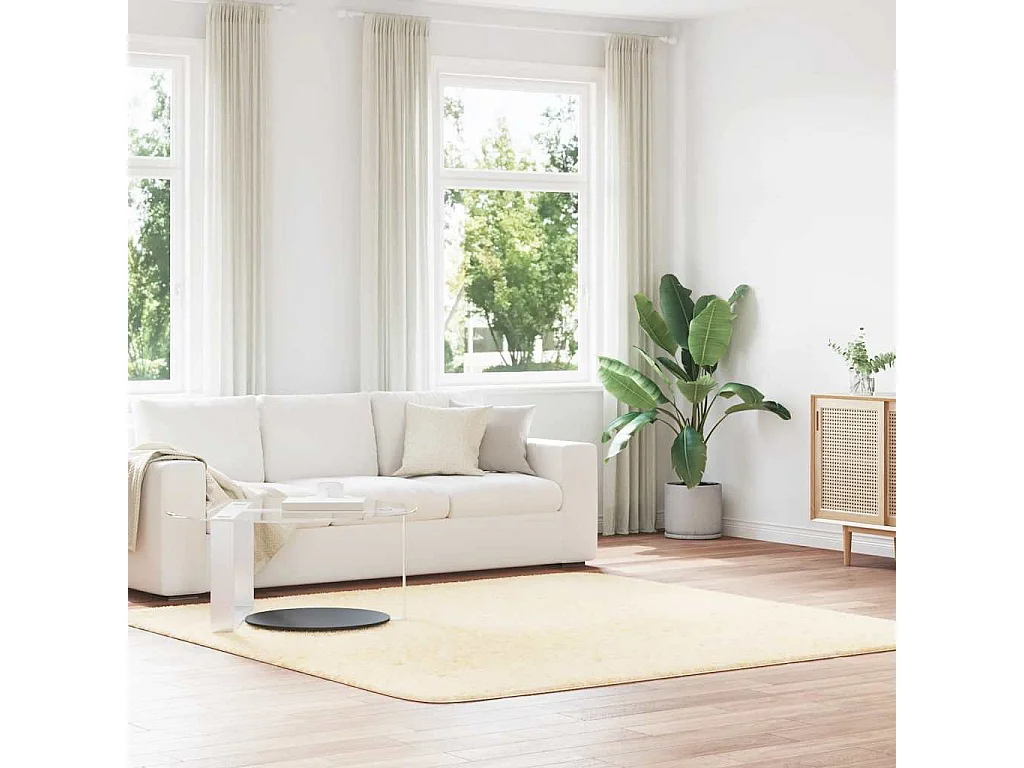 Tapete NAVARRA creme felpudo longo 240x240 cm poliéster