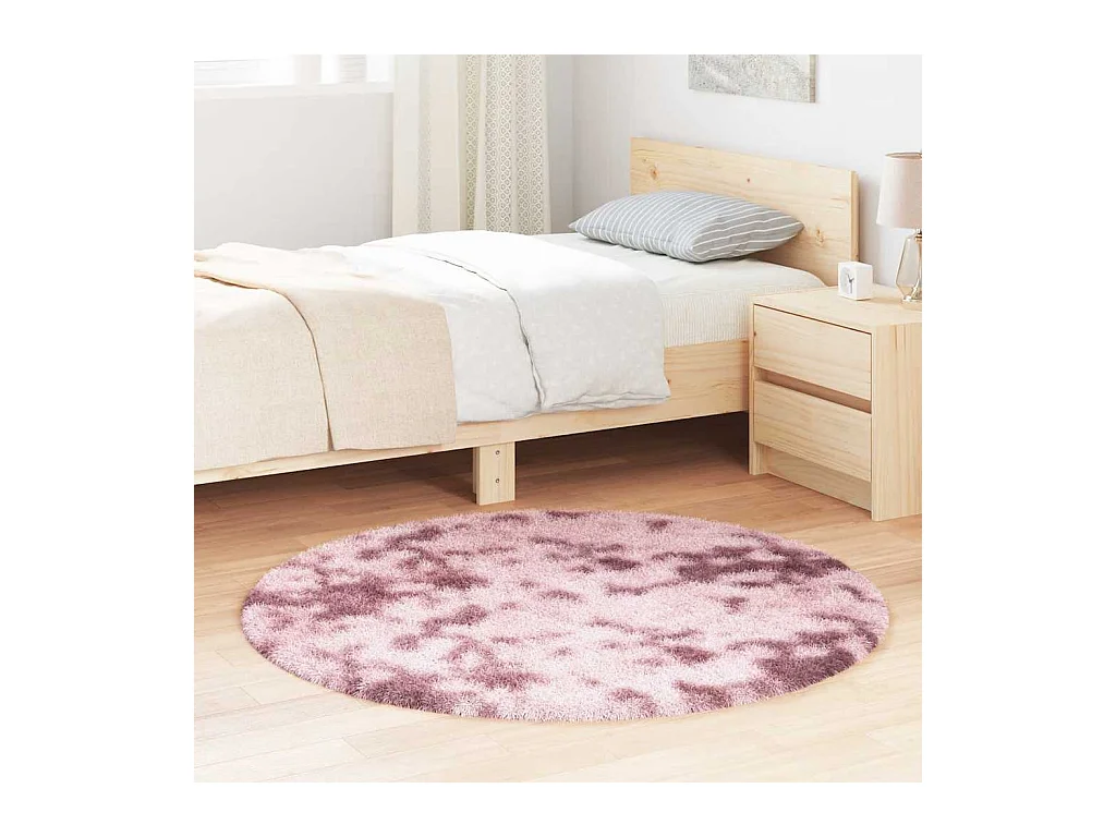 Tapis Shaggy à poils longs NAVARRA rose poudré 120x120 cm