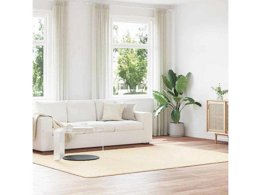 Tapis Shaggy à poils longs NAVARRA crème 200x290 cm polyester